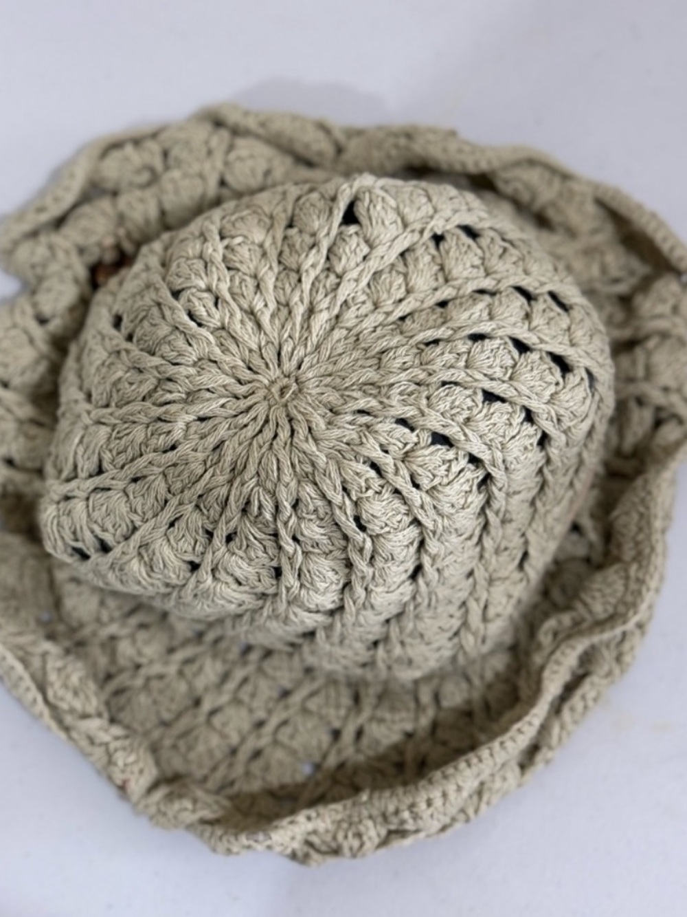 Orient Hand-Crocheted Cream Bucket Hat - Women's Summer Crochet Hat